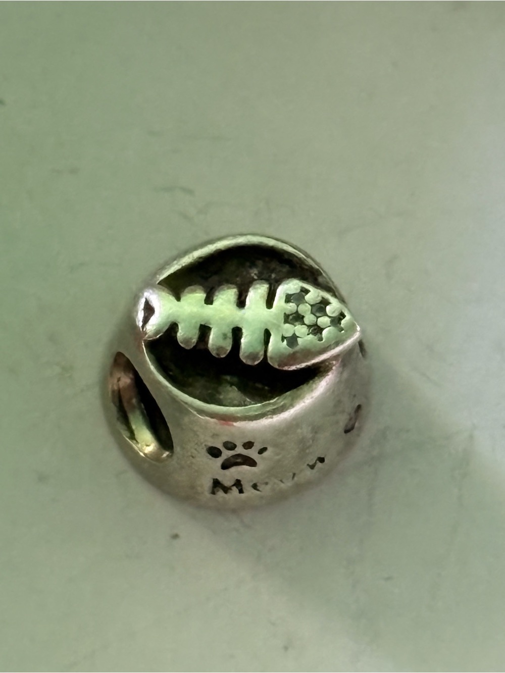 Pandora Silver Fishbone Paw Charm Bead